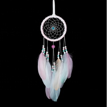 Đồ Treo Trang Trí Dreamcatcher Lông Vũ Đa Sắc Có Kèm Đèn Led Trang Trí Nhà Cửa