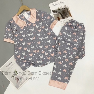 Lụa Mango - Bộ mặc nhà pijama áo cộc quần dài cổ sen lụa mango kiểu dáng dễ thương (Ảnh thật 100%)