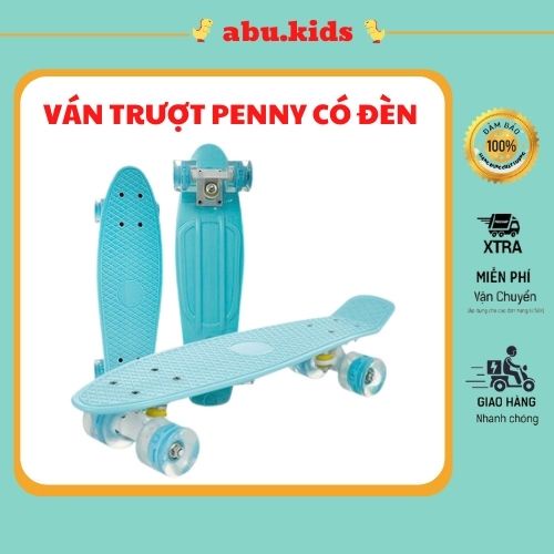 Ván trượt Penny đế cao su có đèn -  Ván trượt thể thao mặt nhám cao cấp cho trẻ em và người lớn