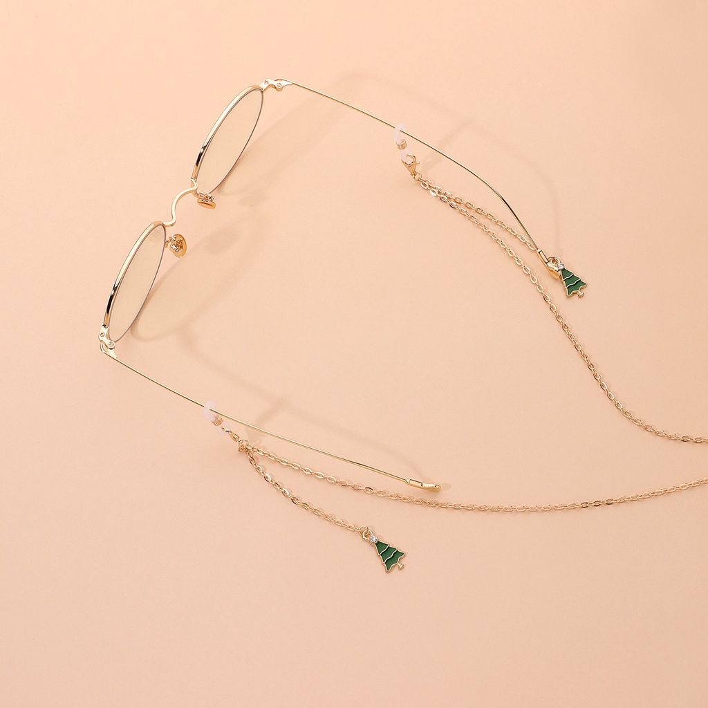 Dây Xích Gắn Mắt Kính Bằng Kim Loại Tráng Men Hình Cây Thông Giáng Sinh Thời Trang Cho Nữ