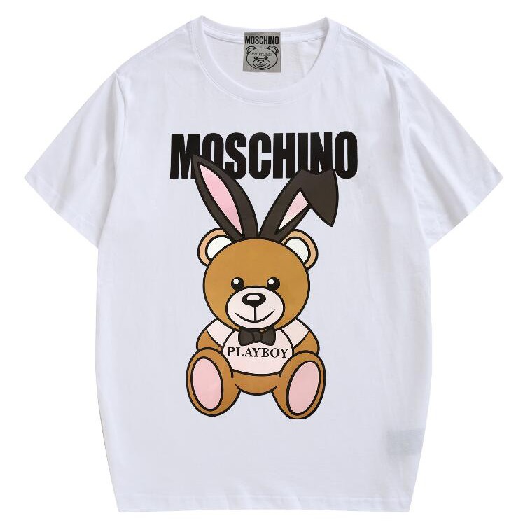 Áo Thun Chất Liệu Vải Cotton Tay Ngắn Có In Hoạ Tiết Moschino