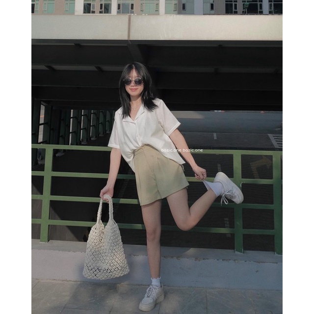 Quần short vải ống rộng nhiều màu, quần short cạp chun sau Bazic one | BigBuy360 - bigbuy360.vn