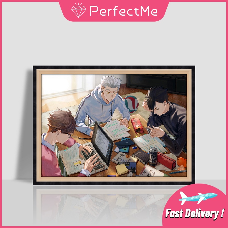 Bộ Tranh Đính Đá 5d Tự Làm 30 * 40cm Hình Anime Haikyuu