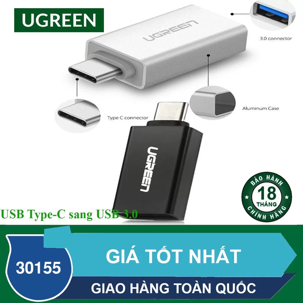 Đầu chuyển USB Type C sang USB 3.0 Ugreen 30155 20808 US173 Chính hãng