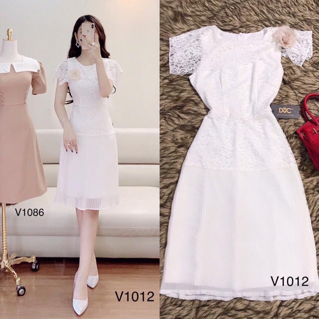Váy trắng ren chân ly