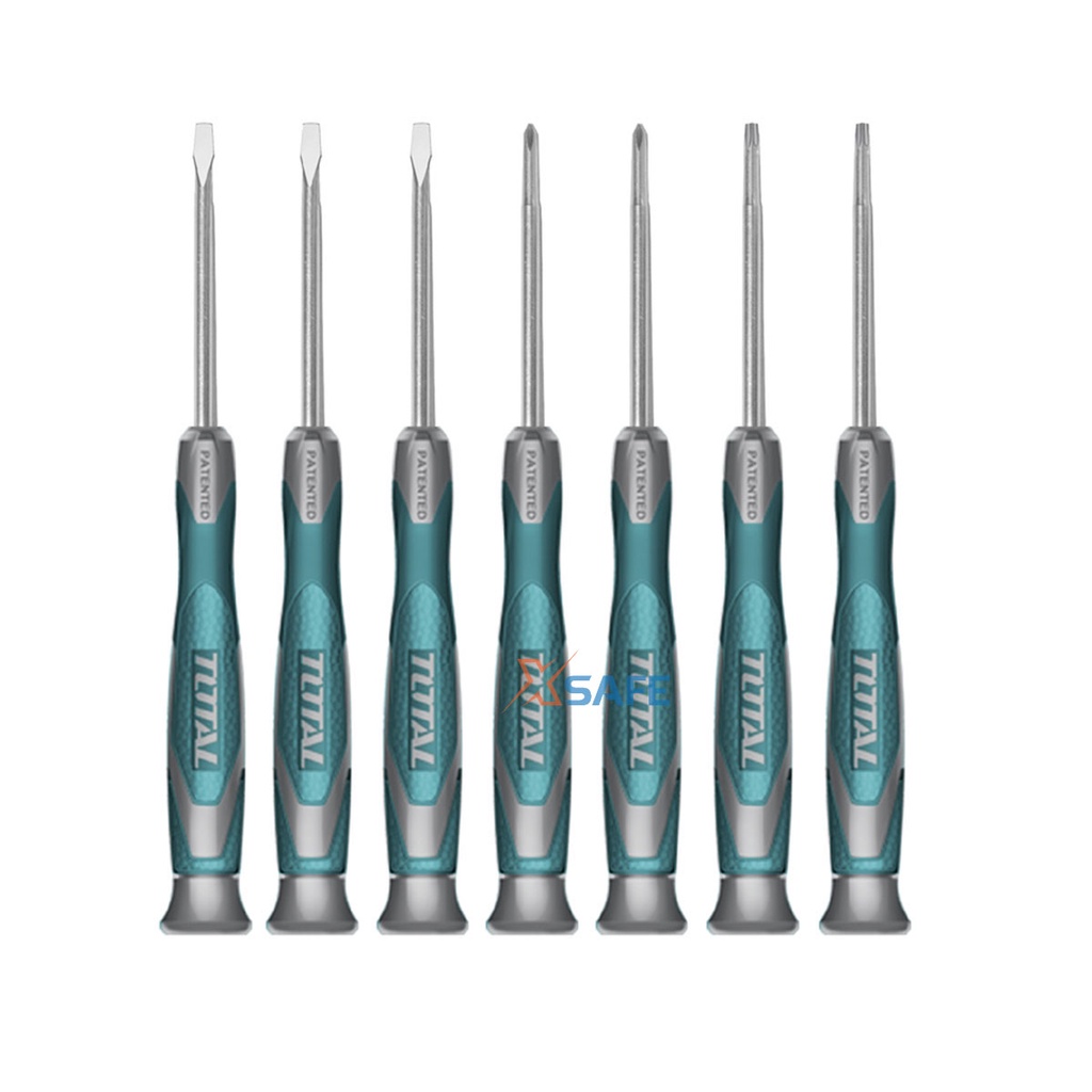 Bộ tua vít đồng hồ TOTAL THT250726 7 chi tiết, tay cầm tiện dụng Bộ tuốc nơ vít đồng hồ đa năng chất liệu CR-V, không gỉ