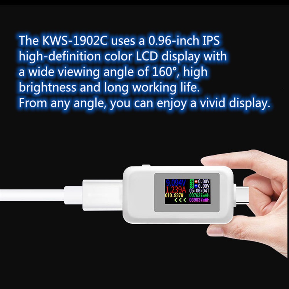 [NEW] USB tester / kiểm tra đo dòng điện, điện áp type C màn hình màu KEWEISI KWS-1902C