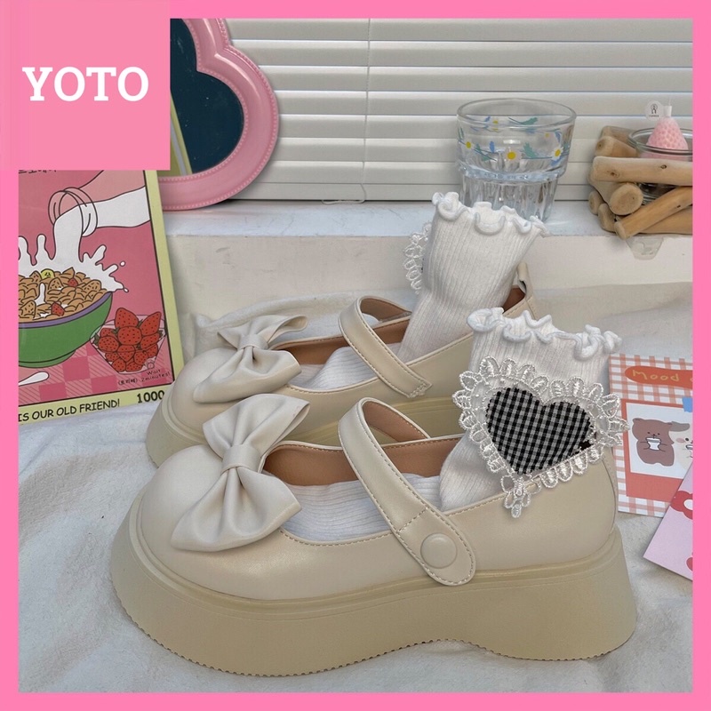 Giày lolita nữ độn đế cao,Giày da ulzzang nữ phong cách Hàn Quốc LT16