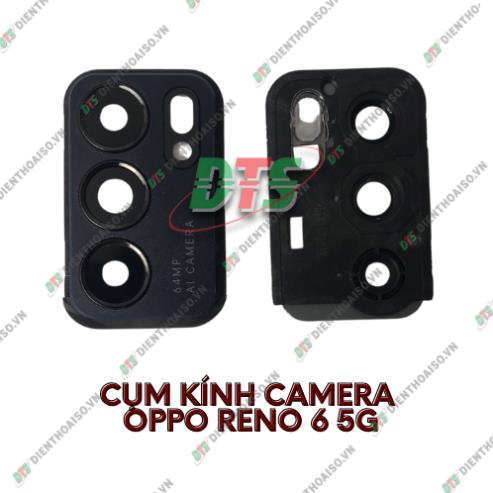 Cụm kính camera oppo Reno 6 kèm keo dán có viền chụp đủ màu