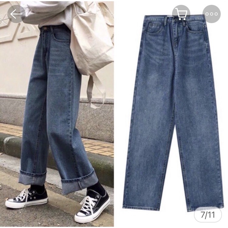 Quần Jeans Nữ Ống Rộng SIMPLE JEANS Cao Cấp NITIQC