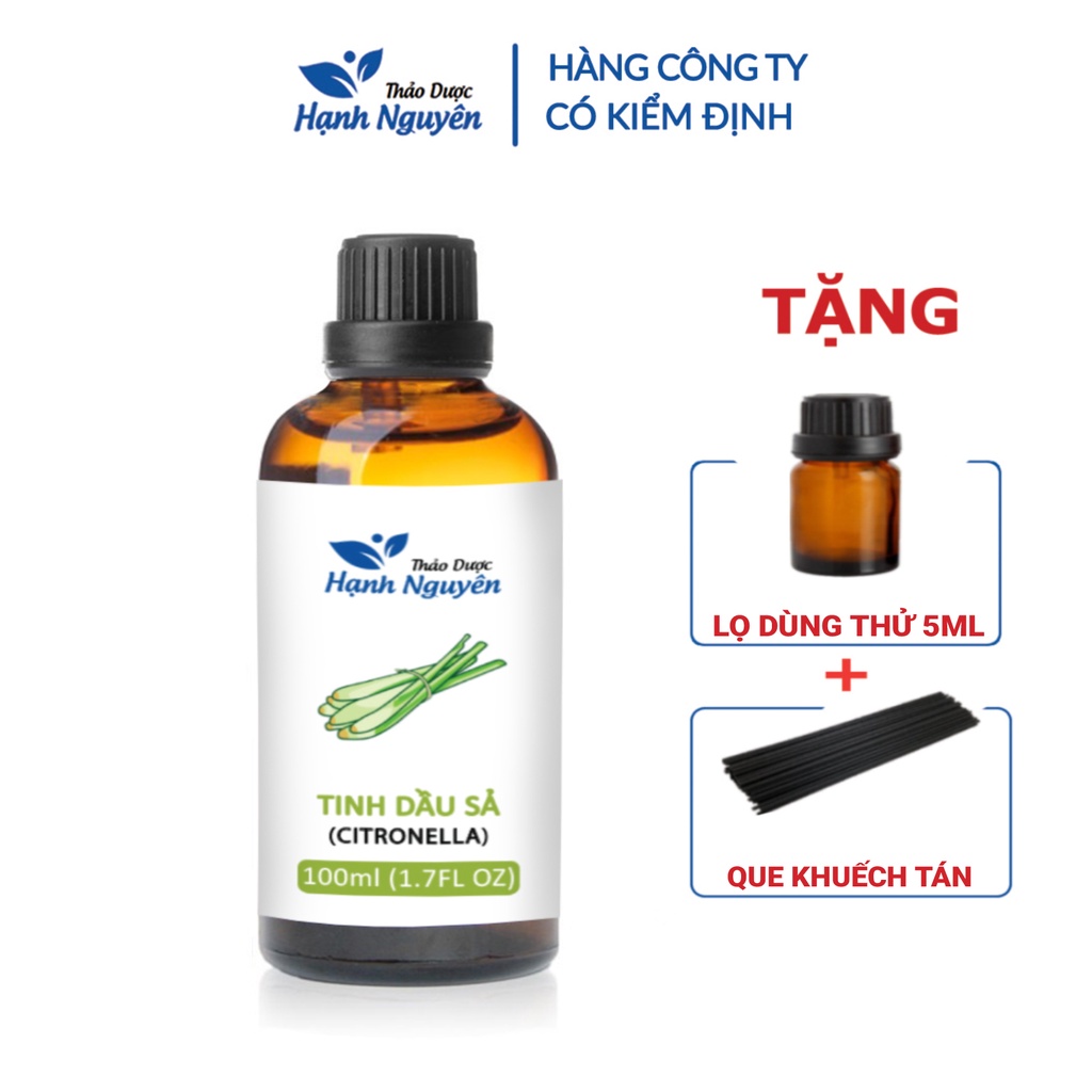 Tinh dầu Sả nguyên chất 100ml, đuổi muỗi, côn trùng, kháng khuẩn, khử mùi hôi - Thảo dược Hạnh Nguyên