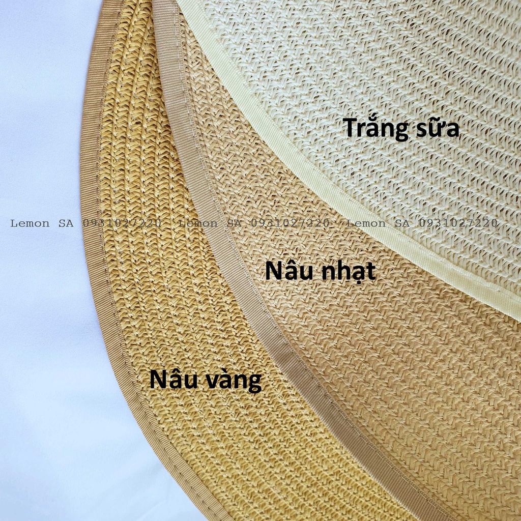 Mũ nón cói nữ rộng vành loại đại đi biển chống nắng phối nơ xinh xắn vành rộng 12cm, có hình thật, video - Mã CO008
