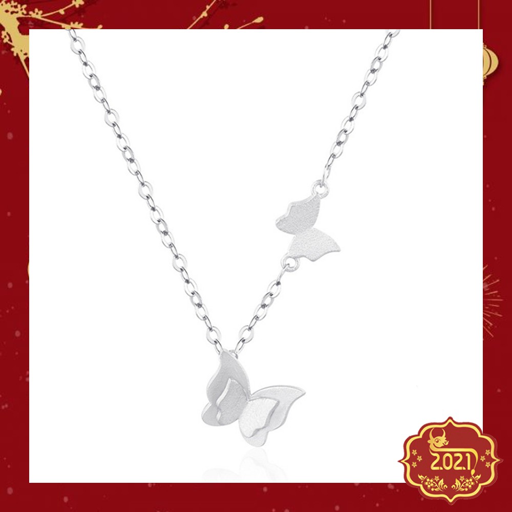 Dây Chuyền Bạc Nữ thời Trang Hình Bươm Bướm Đôi Mùa Xuân S081- Trang Sức Bạc ButterBear Jewellery.