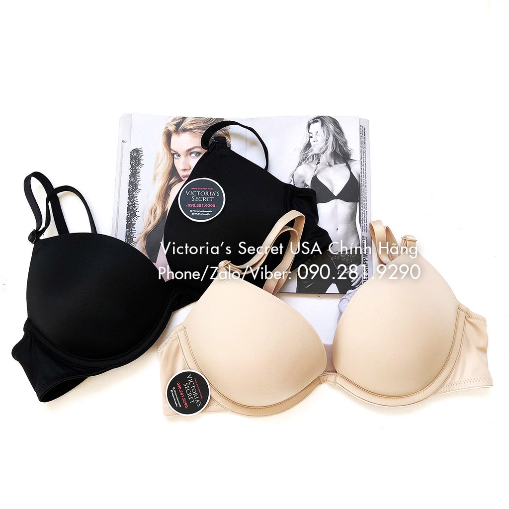 (34C/C75 - Bill Mỹ) - Áo ngực Super Push-up  (13) màu nude, đen, nâng nhiều Super Nude, Pink Victoria's Secret USA