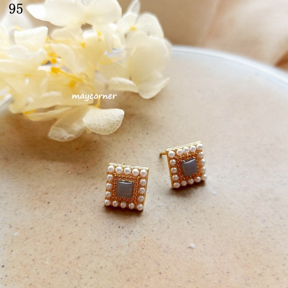 Khuyên tai cao cấp mạ bạc 925 đính ngọc