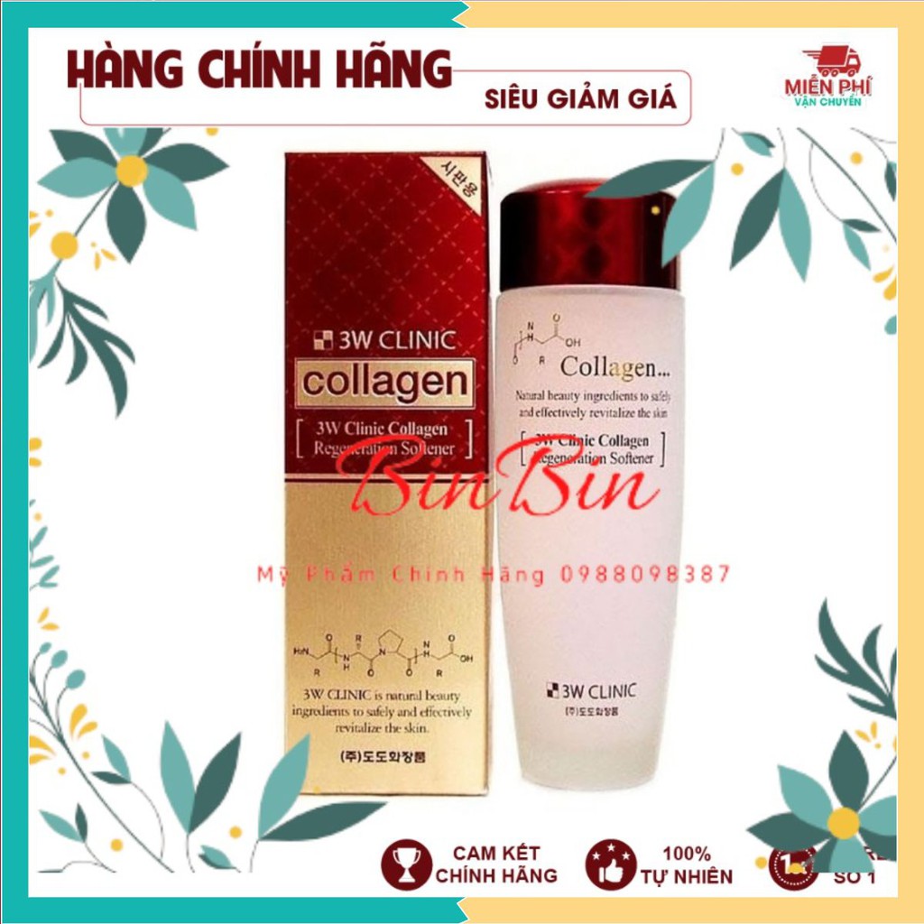 [Hàng Nhập Khẩu] Nước hoa hồng dưỡng da săn chắc chống lão hóa Collagen 3W CLINIC Hàn Quốc