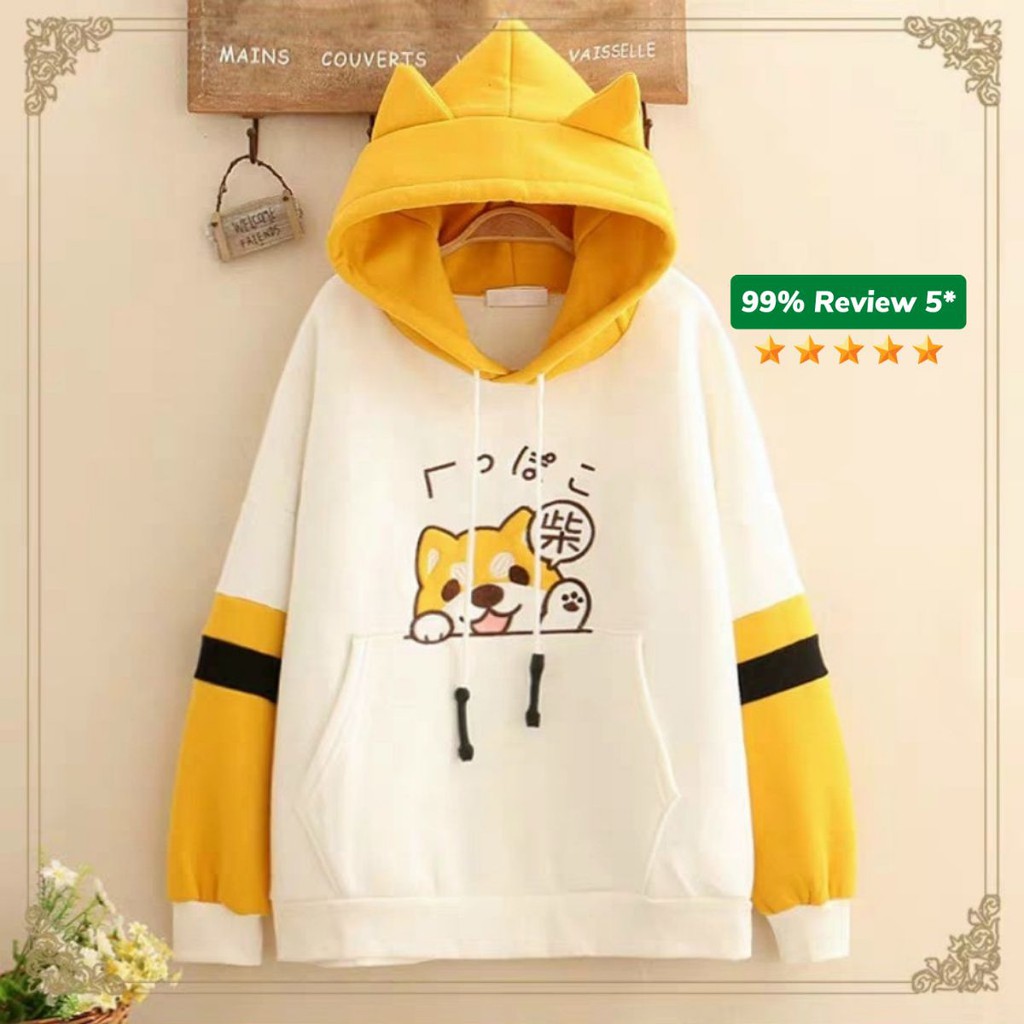 Áo khoác nỉ hoodie KN1 mèo kute unisex cho nam và nữ, chất liệu nỉ trần bông dày đẹp, co giãn thoải mái, form rộng có mũ