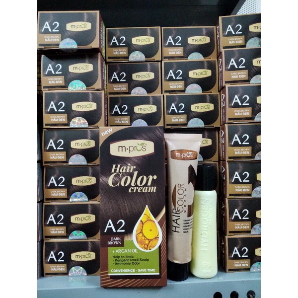Kem Nhuộm Phủ Bạc Dưỡng chất thiên nhiên M.Pros 2 màu Đen và Nâu Đen