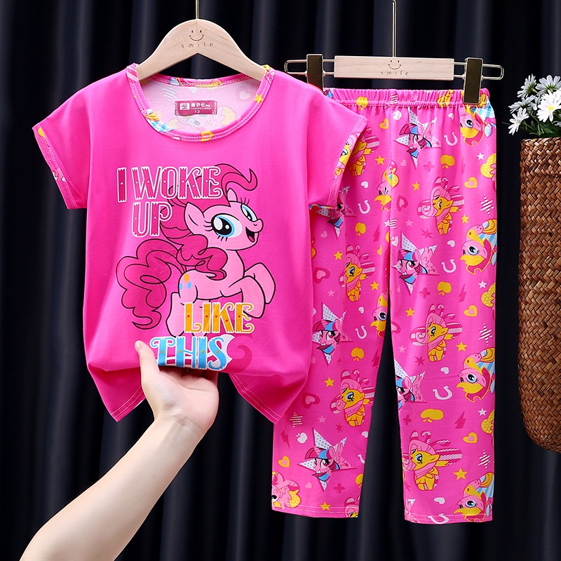 Bộ đồ ngủ tay ngắn vải mỏng thoải mái dễ thương cho trẻ nhỏ