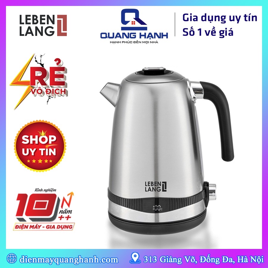Ấm siêu tốc inox Lebenlang LBE2662 điều khiển nhiệt độ 1.7L