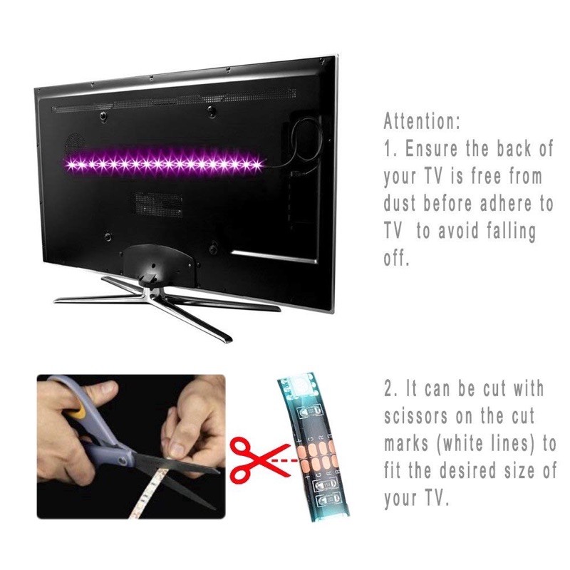 Dây đèn LED trang trí 5V 5050 cho TV led RGB kèm điều khiển từ xa 24 phím