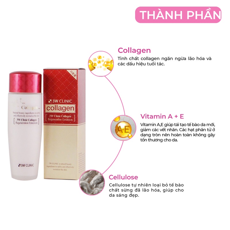 Sữa dưỡng da săn chắc chống lão hóa chiết xuất từ Collagen 3W Clinic Hàn Quốc 150ml