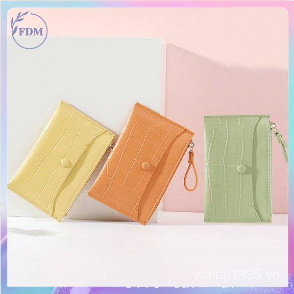 Ví ngắn đựng thẻ có khóa kéo họa tiết vân đá thời trang cho nữ