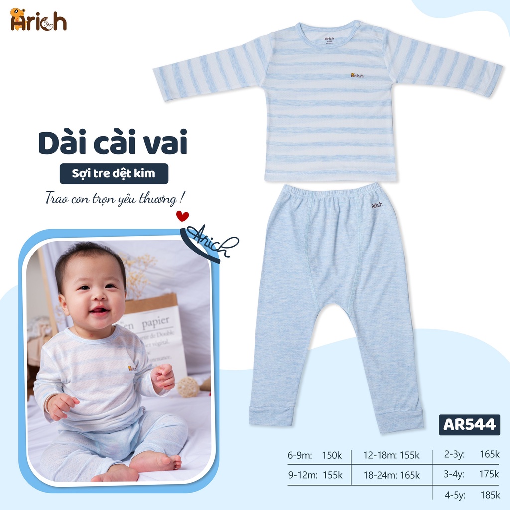 Bộ quần áo dài cài vai dệt kim Arich