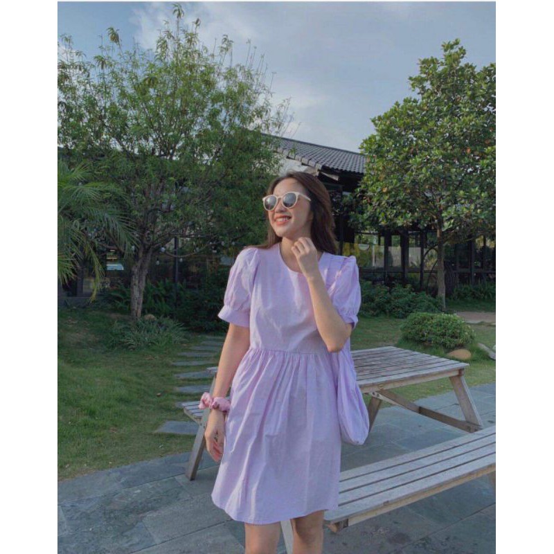 Đầm xòe form babydoll màu tím dịu dàng, team bánh bèo nhu mì đừng bỏ qua nha, đơn giản mà nữ tính xinh xinh