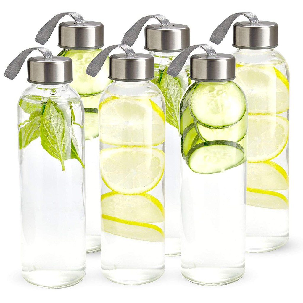 Bình đựng nước thủy tinh, lọ đựng nước detox 350ml, 550ml có dây sách tiện lợi