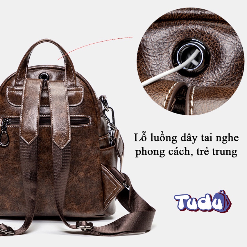 Balo Nữ Tudu, Ba Lô Da Cao Cấp Phong Cách Thời Trang Hàn Quốc CN438- Màu Đen