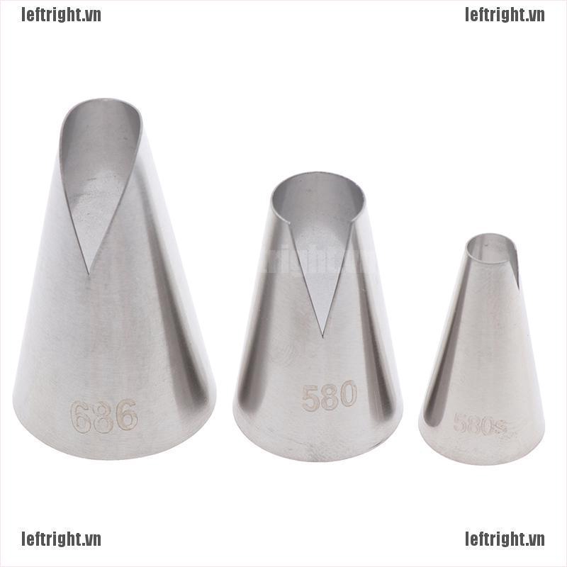 Bộ 3 Đuôi Bắt Bông Kem Hình Cánh Hoa Độc Đáo Tiện Dụng DIY