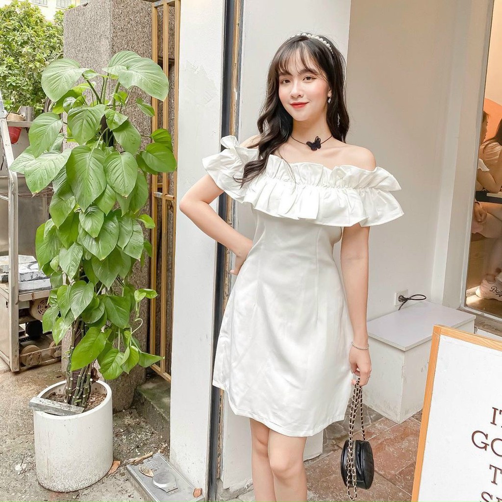 Váy Trễ Vai Trắng Dự Tiệc Bồng Bềnh Siêu Xinh