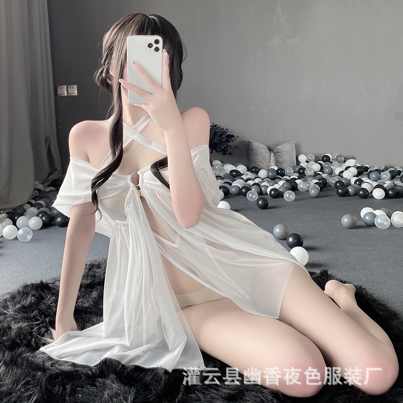 Đầm ngủ / Váy Ngủ ren trễ vai chíp liền điệu đà quyến rũ Cao Cấp 2577