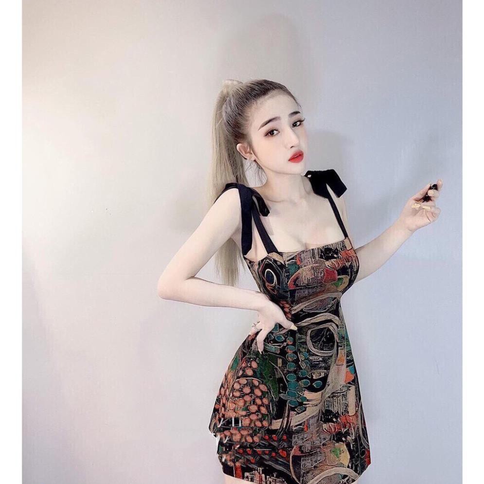 Đầm Nữ Hai Dây In Nền Họa Tiết Thời Trang Dáng Xinh Phù Hợp Đi Tới Sự Kiện, Tiệc ,Đi Chơi Phố stclothing