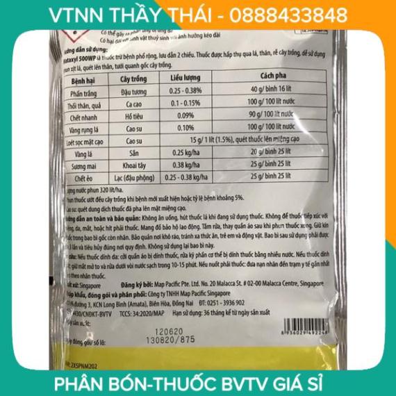 Mataxyl 500WP 100g, diệt nấm bệnh, sương mai, mốc sương, cháy lá sớm, rỉ sắt, thán thư, lở cổ rễ