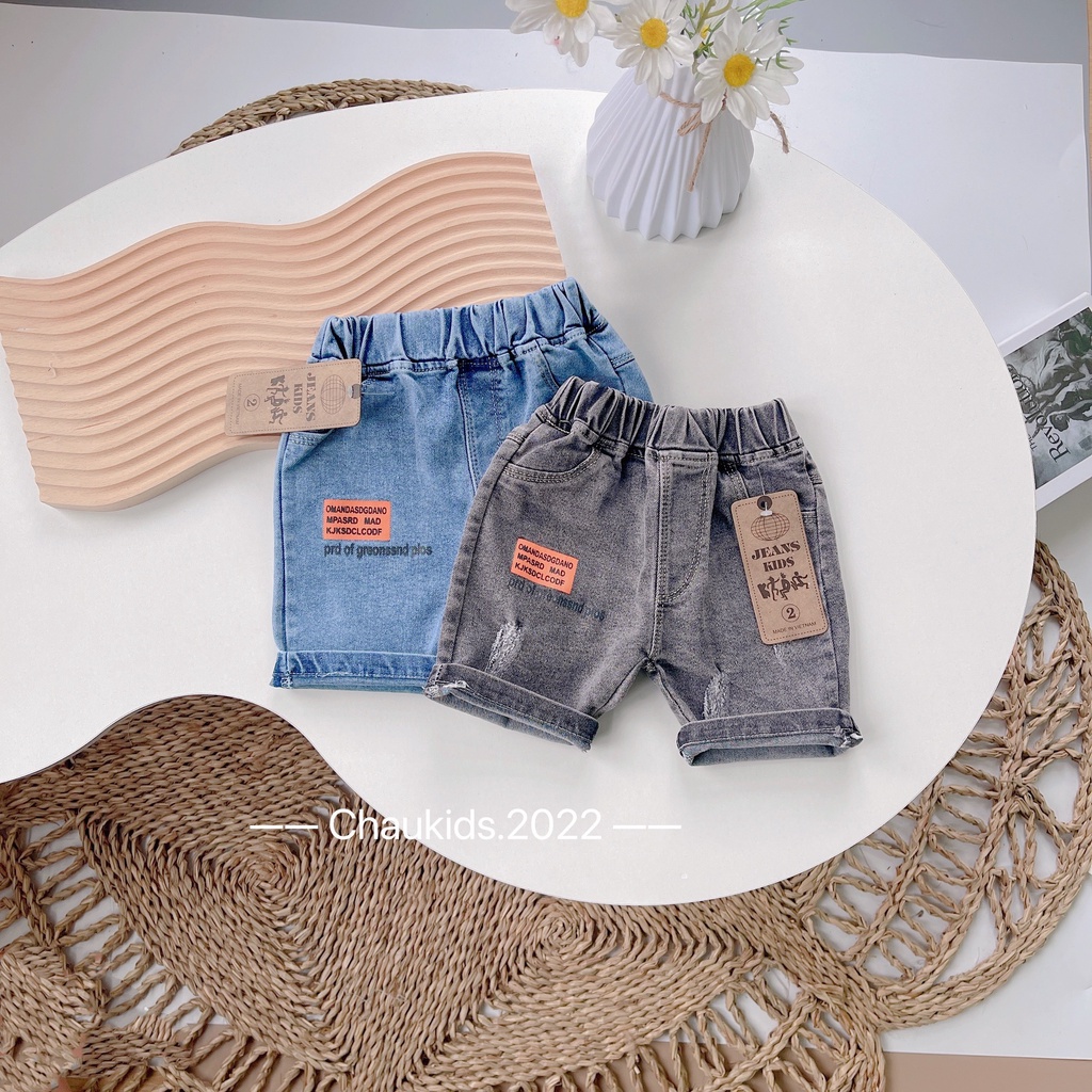 Quần short jeans, quần đùi bé trai cào rách dáng basic cho bé -Bm_babyshop68