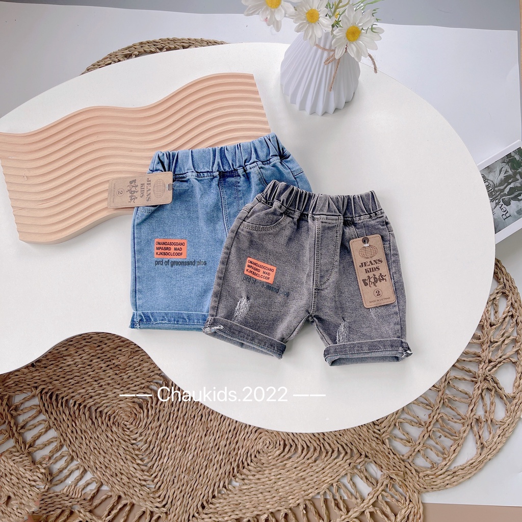 Quần short jeans, quần đùi bé trai cào rách dáng basic cho bé-Bm_babyshop68