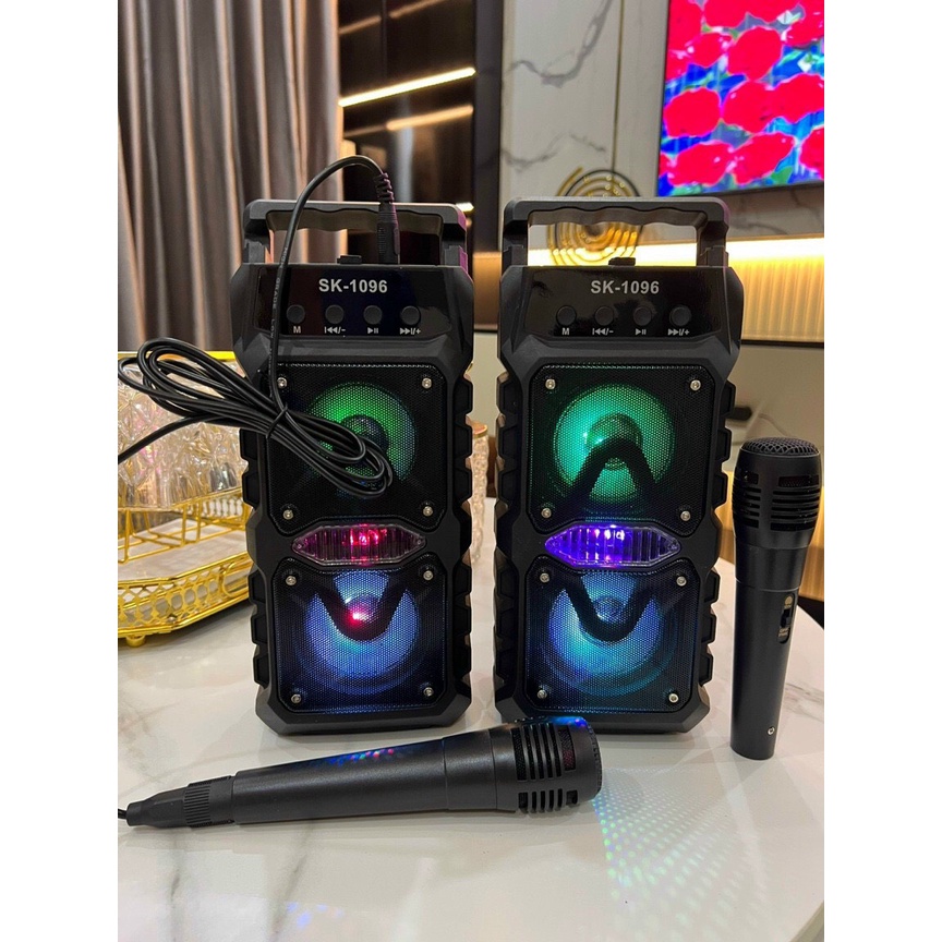 Loa bluetooth karaoke mini có mic hát dây dài 3m giá rẻ âm thanh siêu hay bass mạnh Bảo hành 1 đổi 1