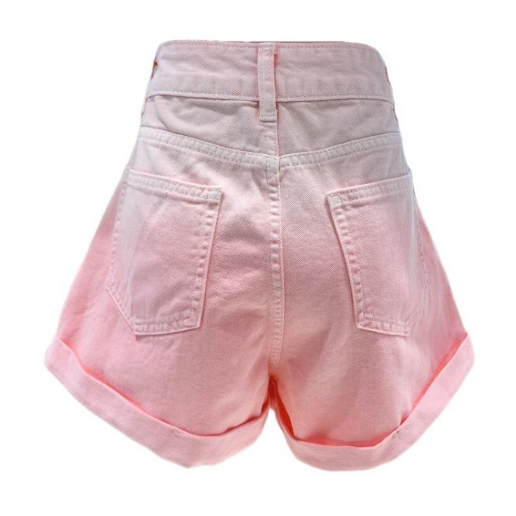 Quần short kaki nữ phối loang màu lật lai lưng cao Xquin, Quần đùi nữ cap cao ống rộng ôm eo siêu tôn dáng