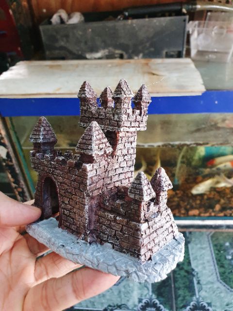 LÂU ĐÀI TRANG TRÍ HỒ CÁ NON BỘ 12x7x11cm