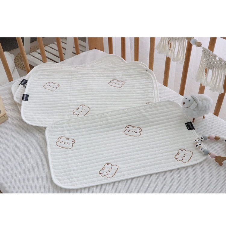 Gối quilting mỏng cho bé Lót gối AIDOULE thêu hoạ tiết cao cấp xuất Hàn cho bé từ sơ sinh 40x25 cm