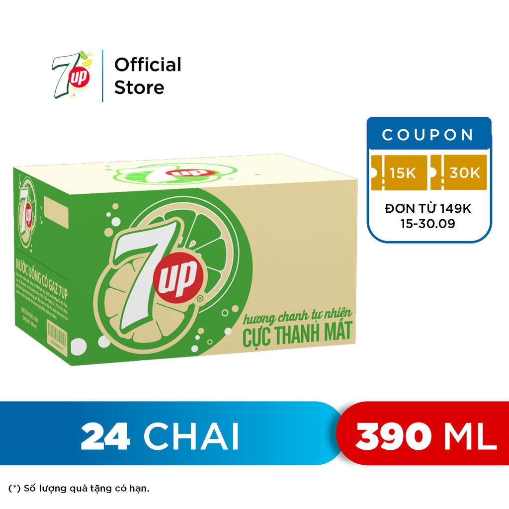 Thùng 24 Chai Nước Giải Khát 7Up (390ml/Chai)