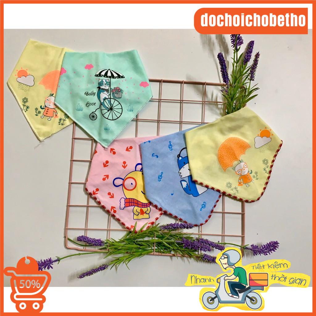 Yếm cho bé, Khăn Yếm tam giác xô cúc bấm xuất nhật, 100% cotton họa tiết dễ thương