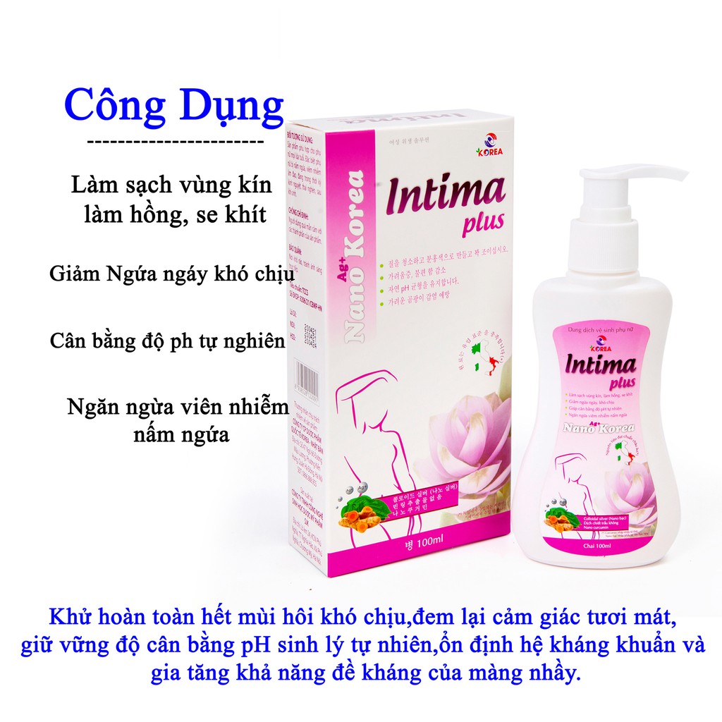 Dung dịch vệ sinh phụ nữ INTIMA PLUS nước phụ khoa kháng khuẩn khử mùi hôi, se khít vùng kín an toàn hiệu quả