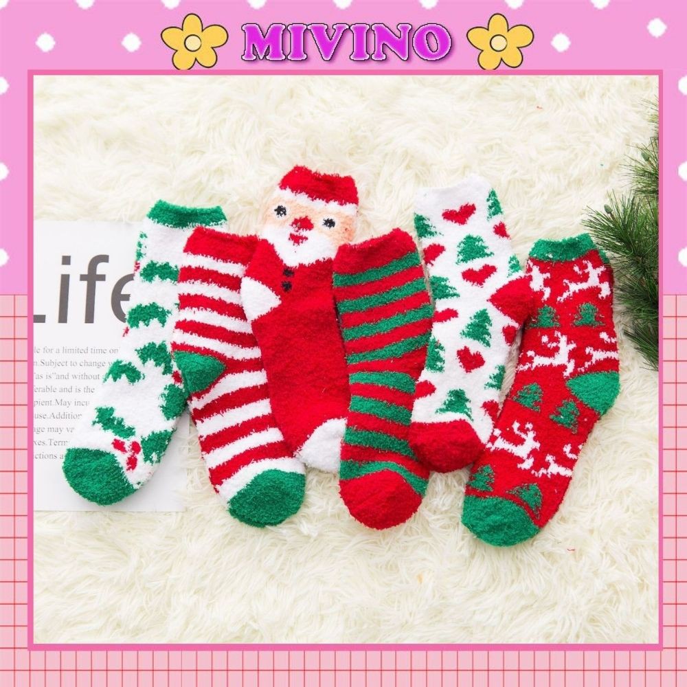 Tất giáng sinh Mivino vớ len lông cừu họa tiết Noel đáng yêu vui nhộn TN135