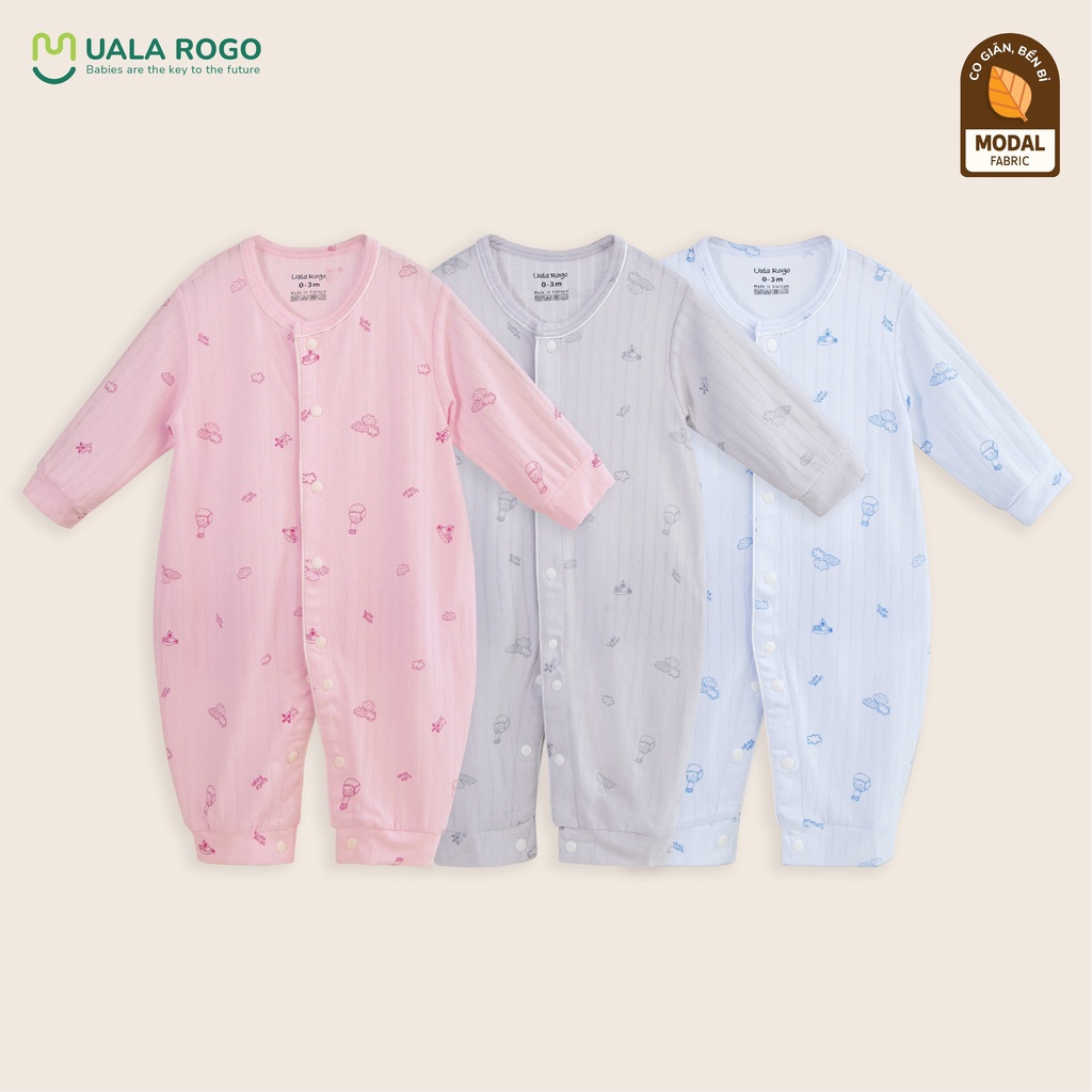 Bodysuit cho bé Uala rogo vải Modal Fabric 0-9 tháng liền thân gọn gàng bé trai bé gái Ur3622