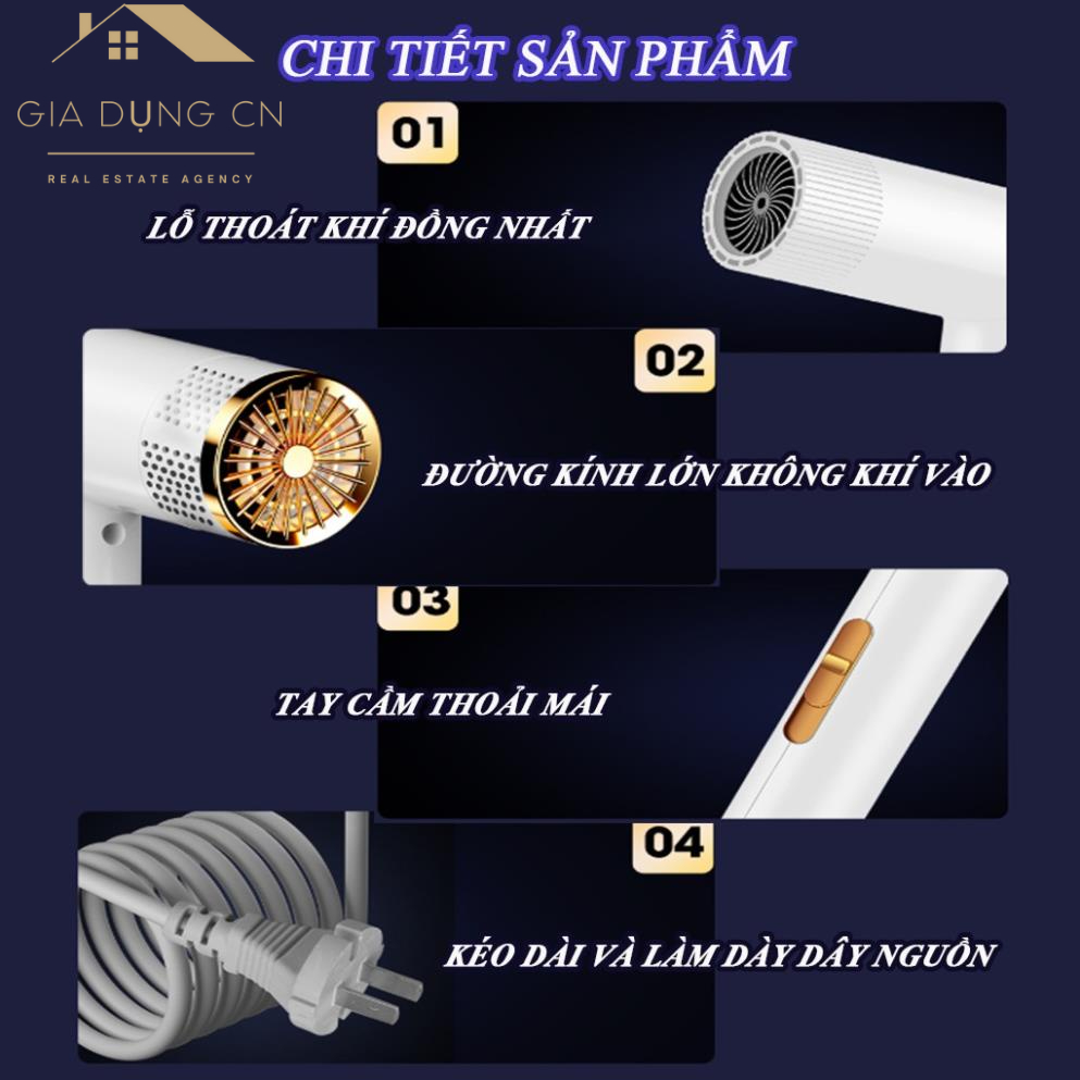 Máy sấy tóc 2 chiều nóng lạnh công suất lớn Concept, máy sấy tóc ion âm, chăm sóc tóc mềm mượt-CN29