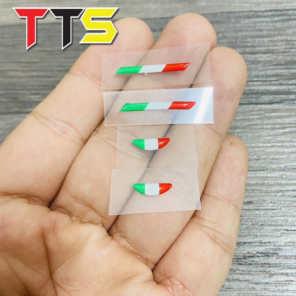 Tem cờ ý, Italy mini dán trang trí thay thế cùm tay thắng, tay côn BREM, ACCOSSATO chất liệu nhựa nổi