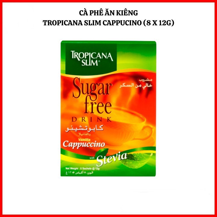 Cafe Ăn Kiêng vị Cappuccino Không Đường Chiết Xuất Từ Lá Cỏ Ngọt Tropicana Slim - Nhập Khẩu Indonesia